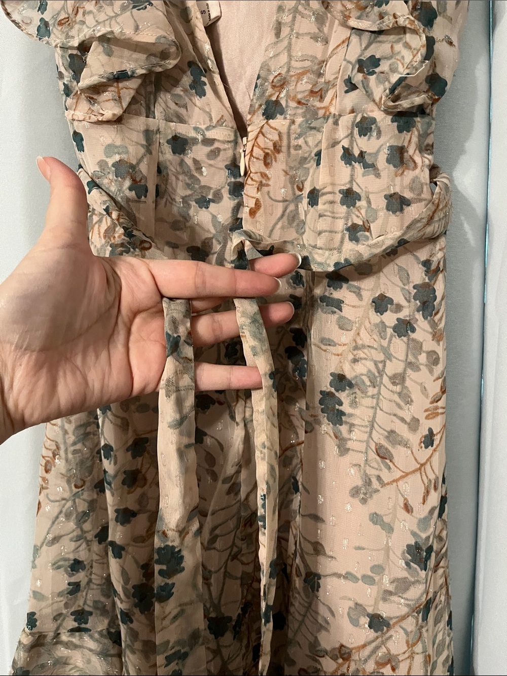 Chelsea & Violet Cream Floral Ruffle Midi Dress - Picture 5 of 5